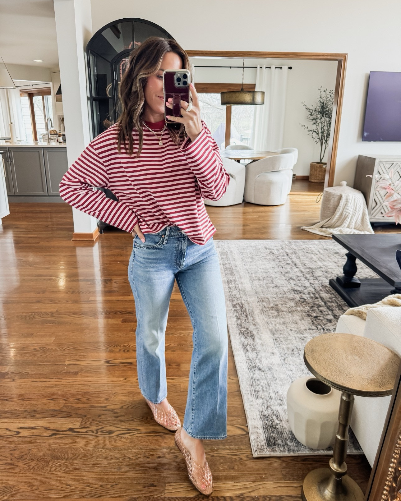 Spring styling. Long sleeve stripe tee and jeans for an easy, but fun combo. 
Small tee
Jeans tts, 25 regular 
Necklaces - 15% off code: twopeasinablog 

#LTKSeasonal #LTKmomlife #LTKgrwm