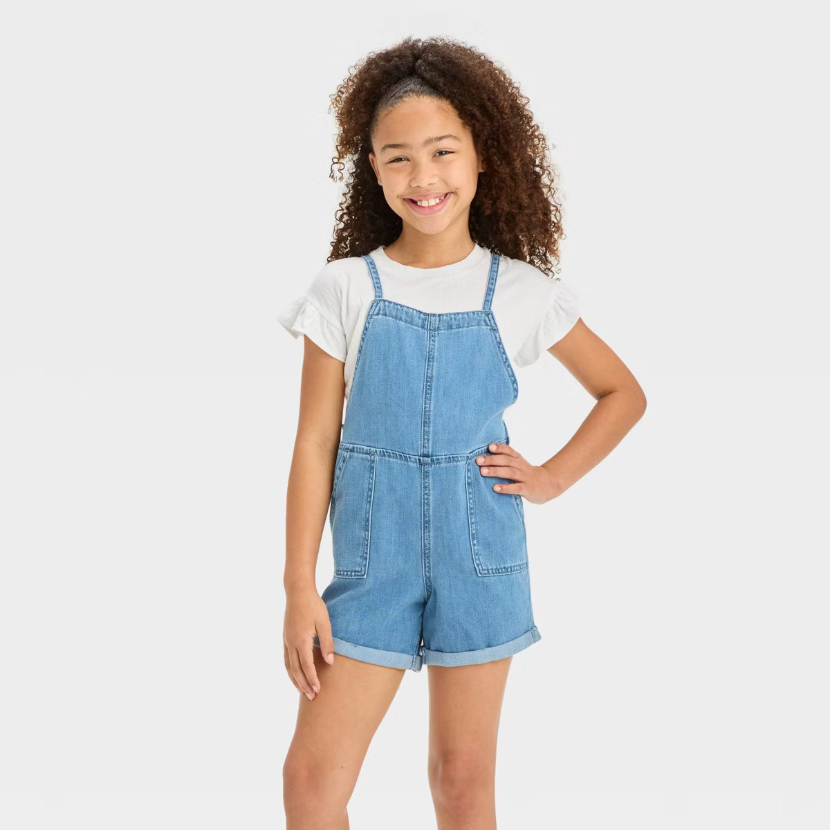 Girls' Lightweight Jean Romper - Cat & Jack™ Medium Wash | Target