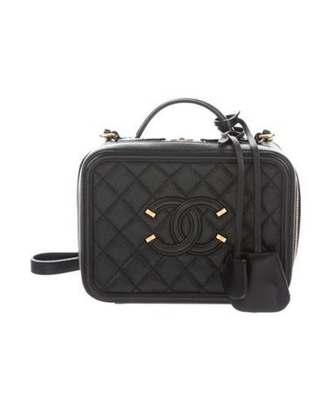 Chanel CC Filigree Medium Vanity Case Black | The RealReal