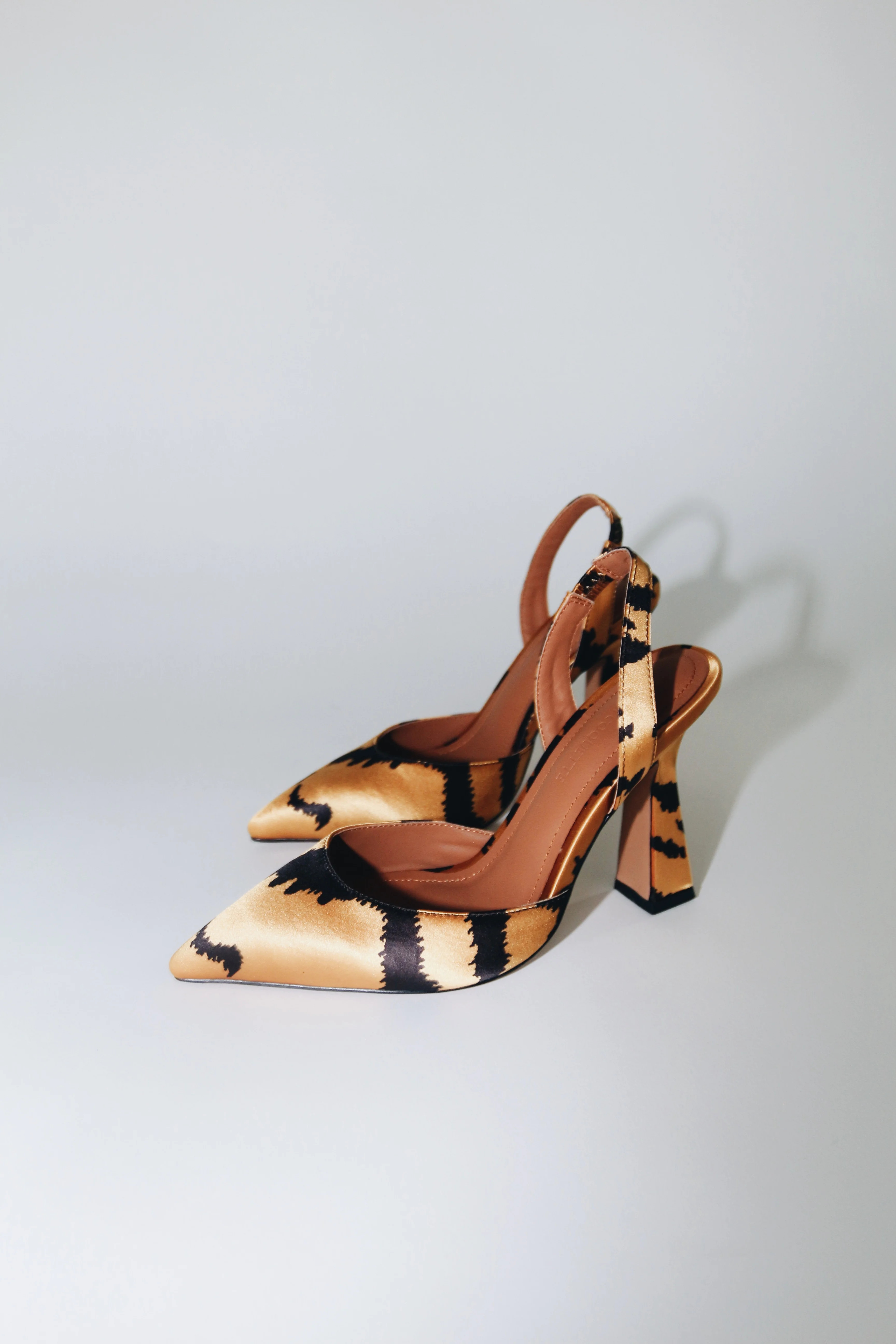 Farah Vegan Satin Tiger Print Slingbacks | CULT OF COQUETTE