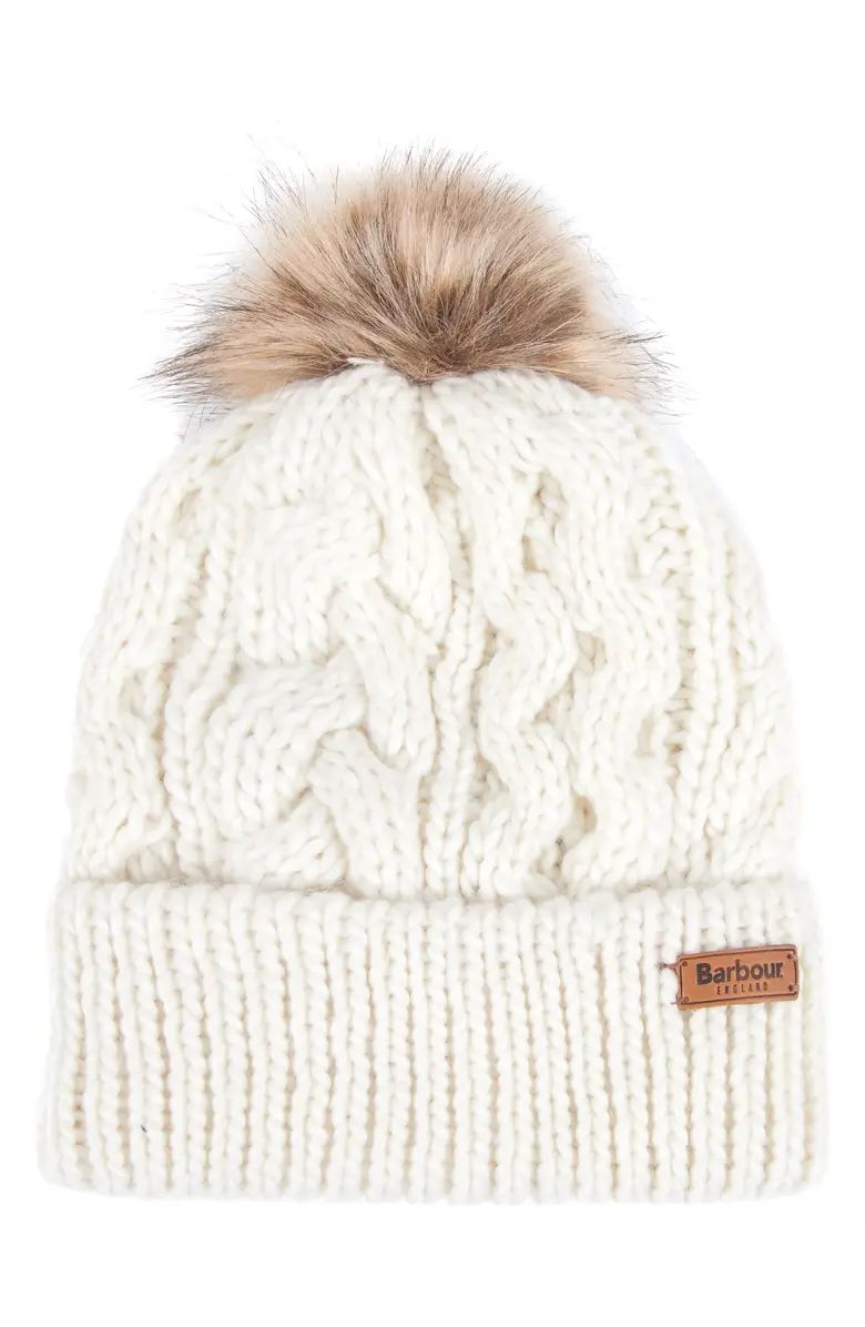 Barbour Penshaw Faux Fur Pompom Beanie | Nordstrom | Nordstrom