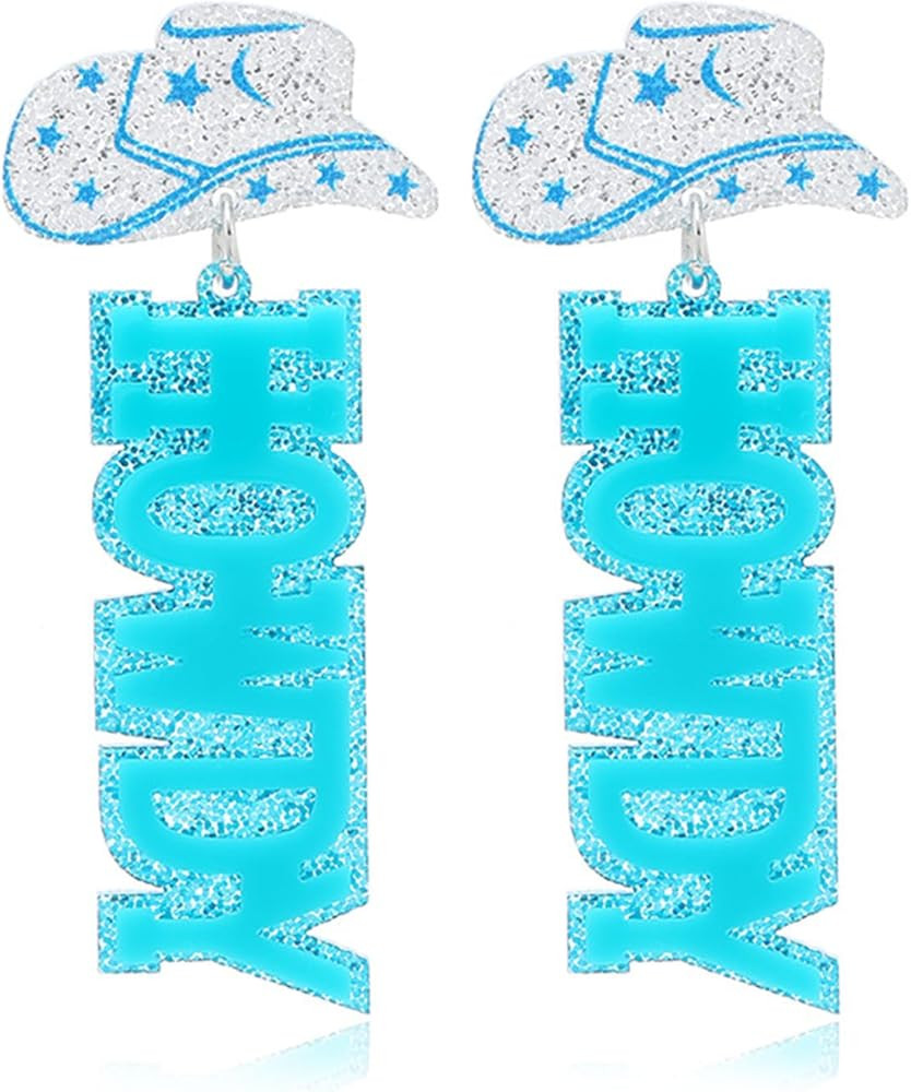 coadipress Western HOWDY Glitter Earrings for Women Fashion Lightweight Acrylic Glitter Rodeo Dis... | Amazon (US)