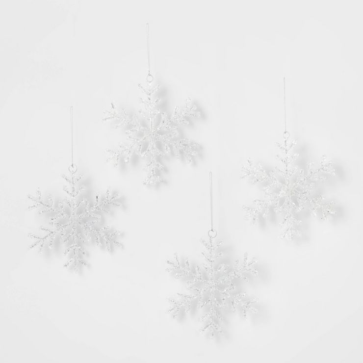 4pk Acrylic Snowflake Christmas Tree Ornament Set - Wondershop™ | Target