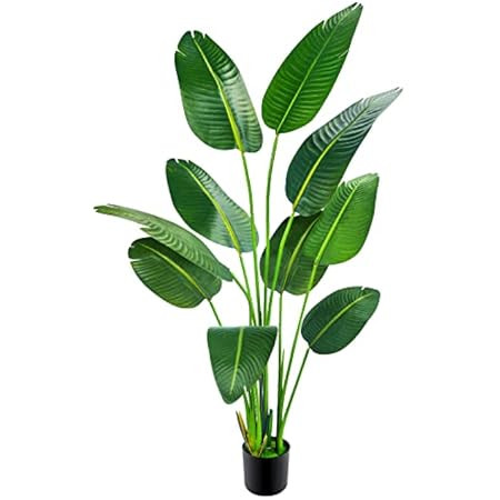 Fopamtri Artificial Bird of Paradise Plant 6 Feet Fake Palm Tree with 13 Trunks Faux Tree for Indoor | Amazon (US)