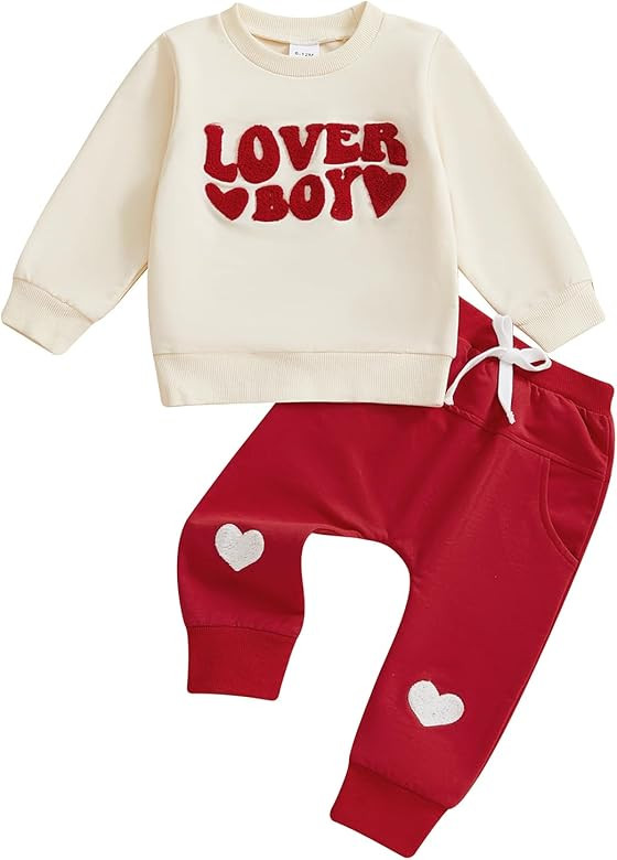 St Patricks Day Baby Boy Outfit Lucky Clover Long Sleeve Sweatshirt Jogger Pants Cute Baby Boy Sp... | Amazon (US)