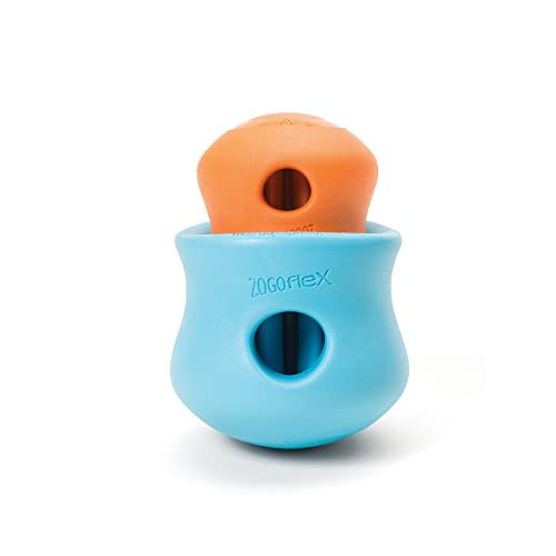 WEST PAW Zogoflex Toppl Treat Dispensing Dog Toy Bundle – Interactive Chew Toys for Dogs – Dog Toy for Moderate Chewers, Fetch, Catch – Holds Kibble, Treats, Small 3" Tangerine, Large 4" Aqua Blue | Amazon (US)