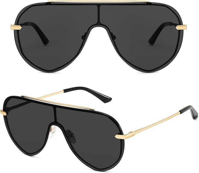 Chic Oversized Shield Sunglasses Womens Trendy, Designer Stylish UV Protection Sun Glasses Large ... | Amazon (US)