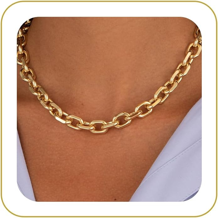 Gold Necklace for Women 14K Gold Plated Chain Necklace | Amazon (US)
