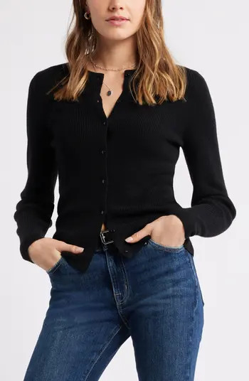 Crewneck Wool Blend Cardigan | Nordstrom