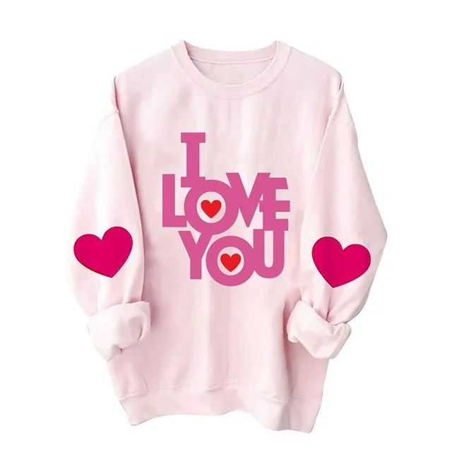 YanHoo Long Sleeve Tops for Women Dressy Cute Valentine Day Sweatshirts Y2K Heart Graphic Shirts ... | Walmart (US)