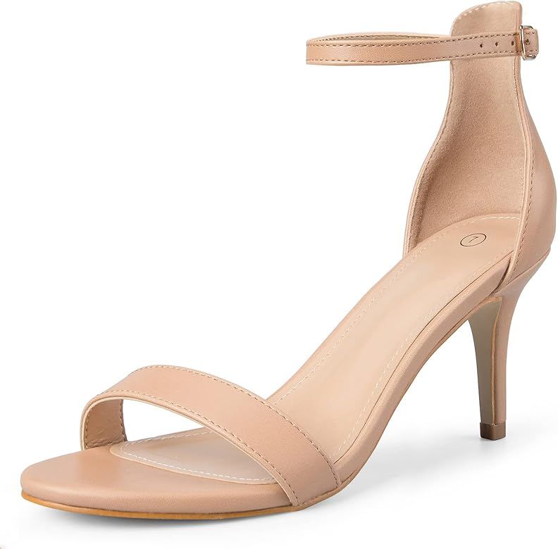 mysoft Women's Stilettos Classic Strappy Open Toe Pump Heel Sandals | Amazon (US)