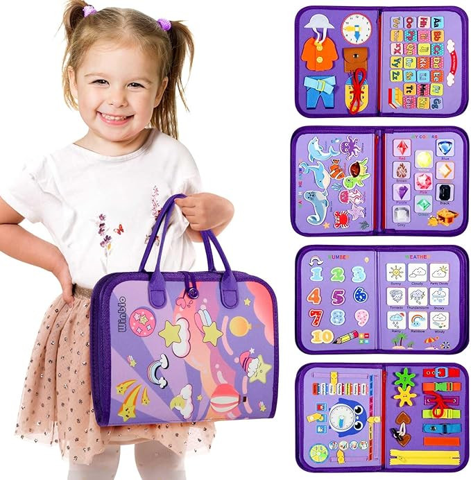 Toddler Busy Board - Montessori Toys for 2-3 Year Old Girl Birthday Gift - Busy Book for Toddlers... | Amazon (US)