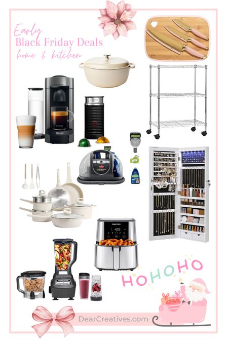 Early Black Friday Deals Gifts for the home and kitchen. Blenders, air fryers, coffee espresso machines, enamel dutch oven pots, pots and pan sets, heavy duty carts, jewelry storage, cutting boards with knives… 

#LTKhome #LTKHoliday #LTKsalealert