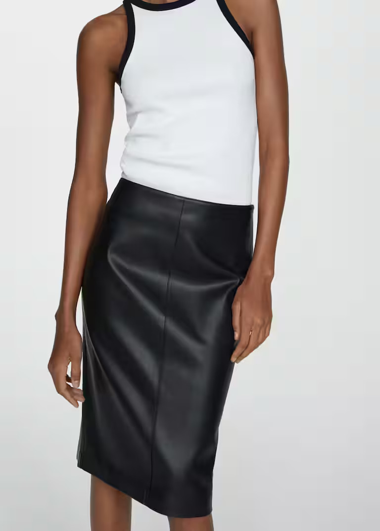 Faux-leather pencil skirt -  Women | Mango United Kingdom | MANGO (UK)