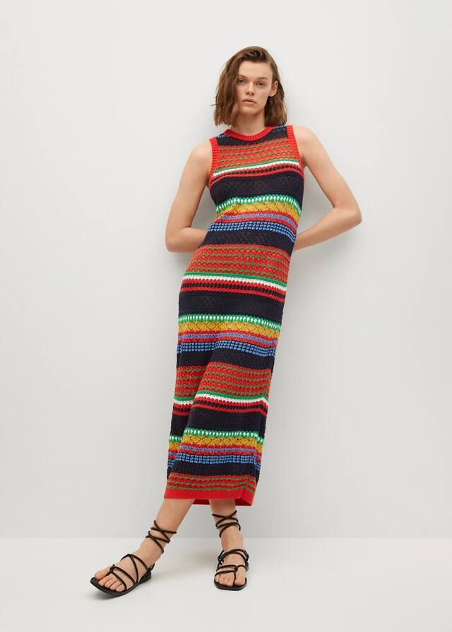 Knit cotton-blend dress | MANGO (UK)