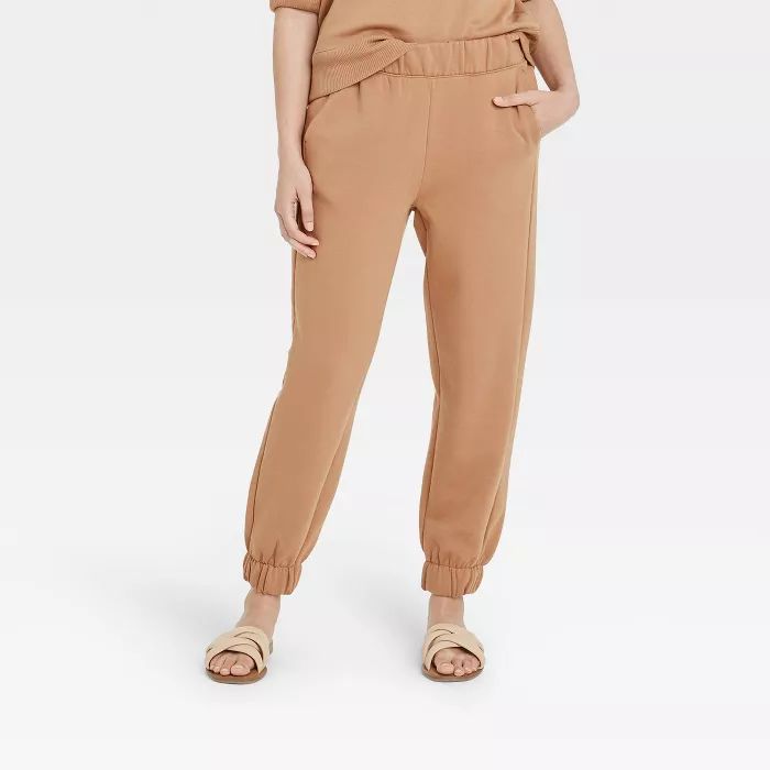 Women's High-Rise Pull-On All Day Fleece Ankle Jogger Pants - A New Day™ | Target