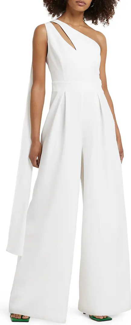 River Island One-Shoulder Cutout Wide Leg Jumpsuit | Nordstrom | Nordstrom