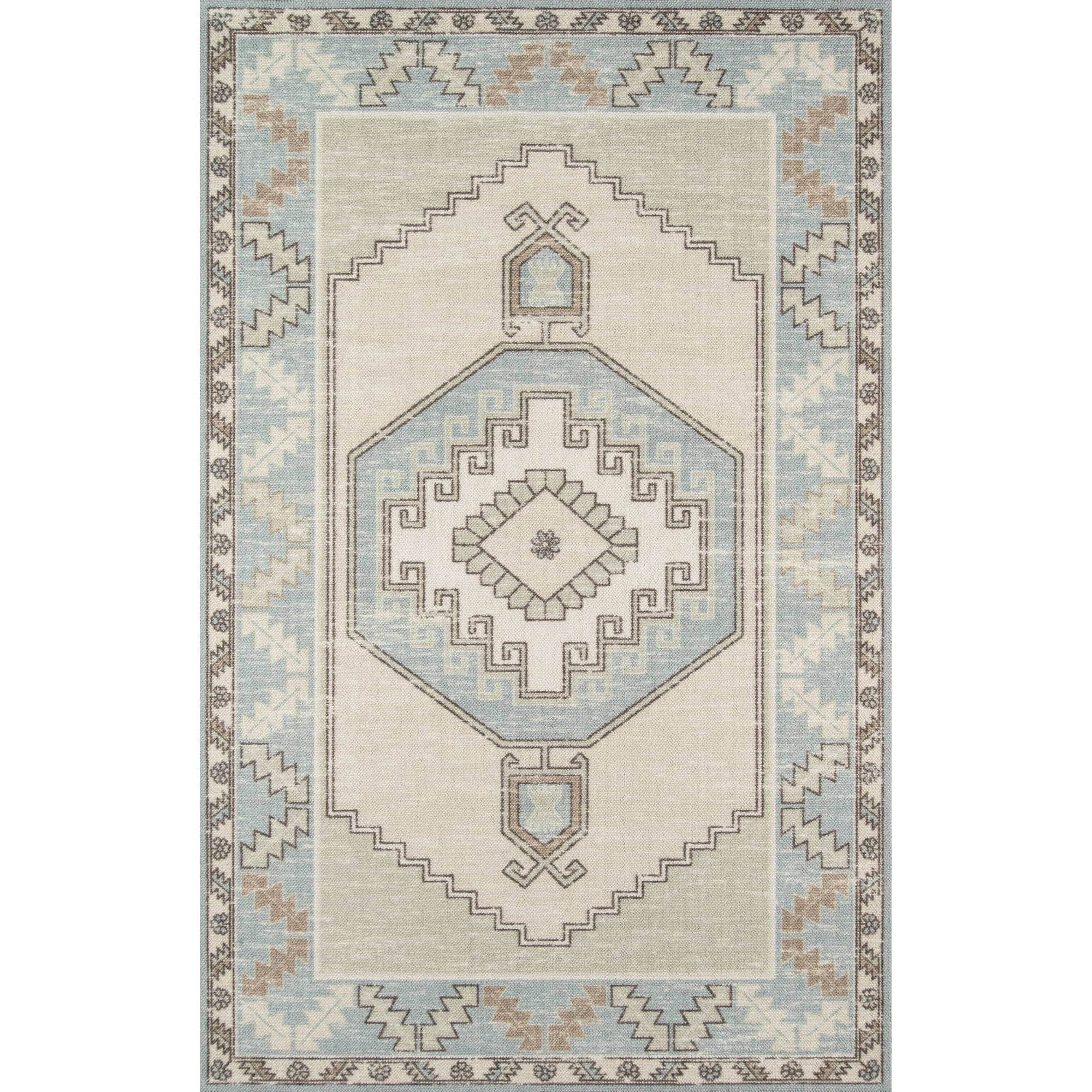 Momeni Anatolia Wool and Nylon Machine Made Light Blue Area Rug 5'3" X 7'6" | Walmart (US)