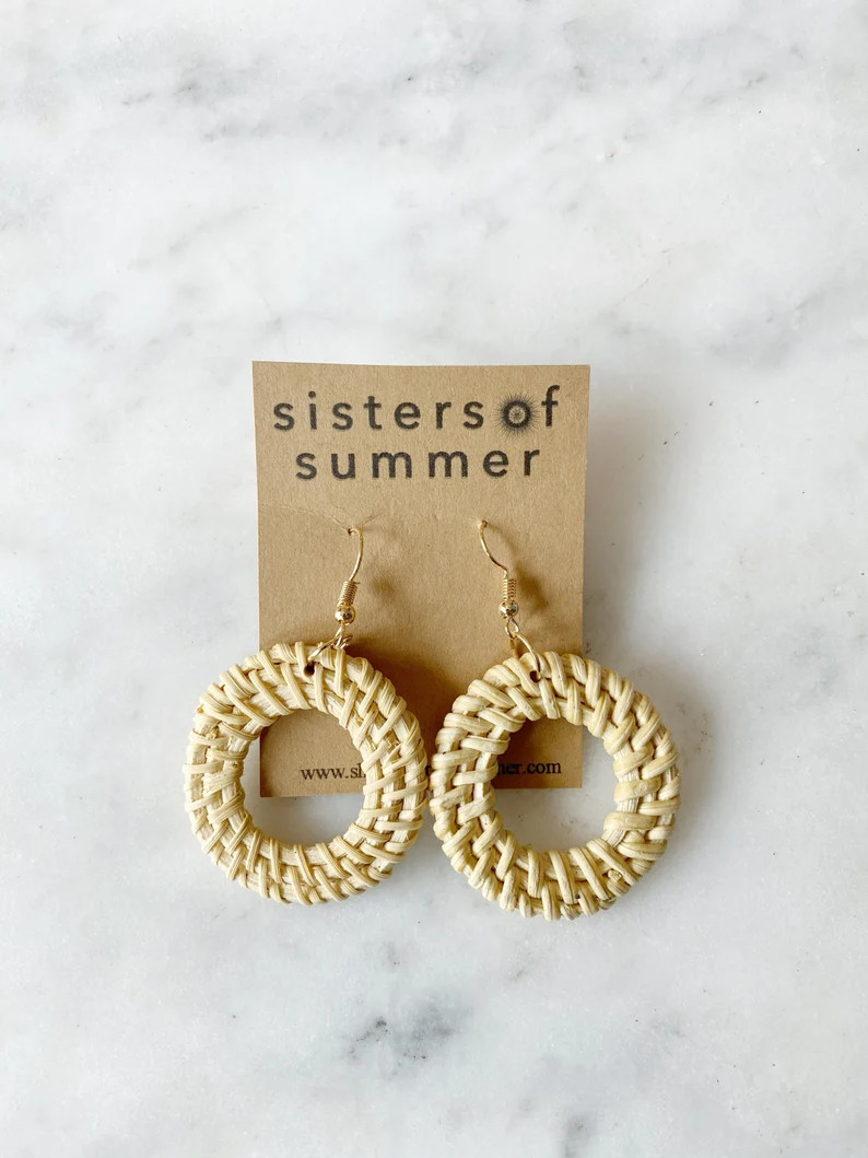 Rattan Weave Circle Earrings Wicker | Etsy (CAD)
