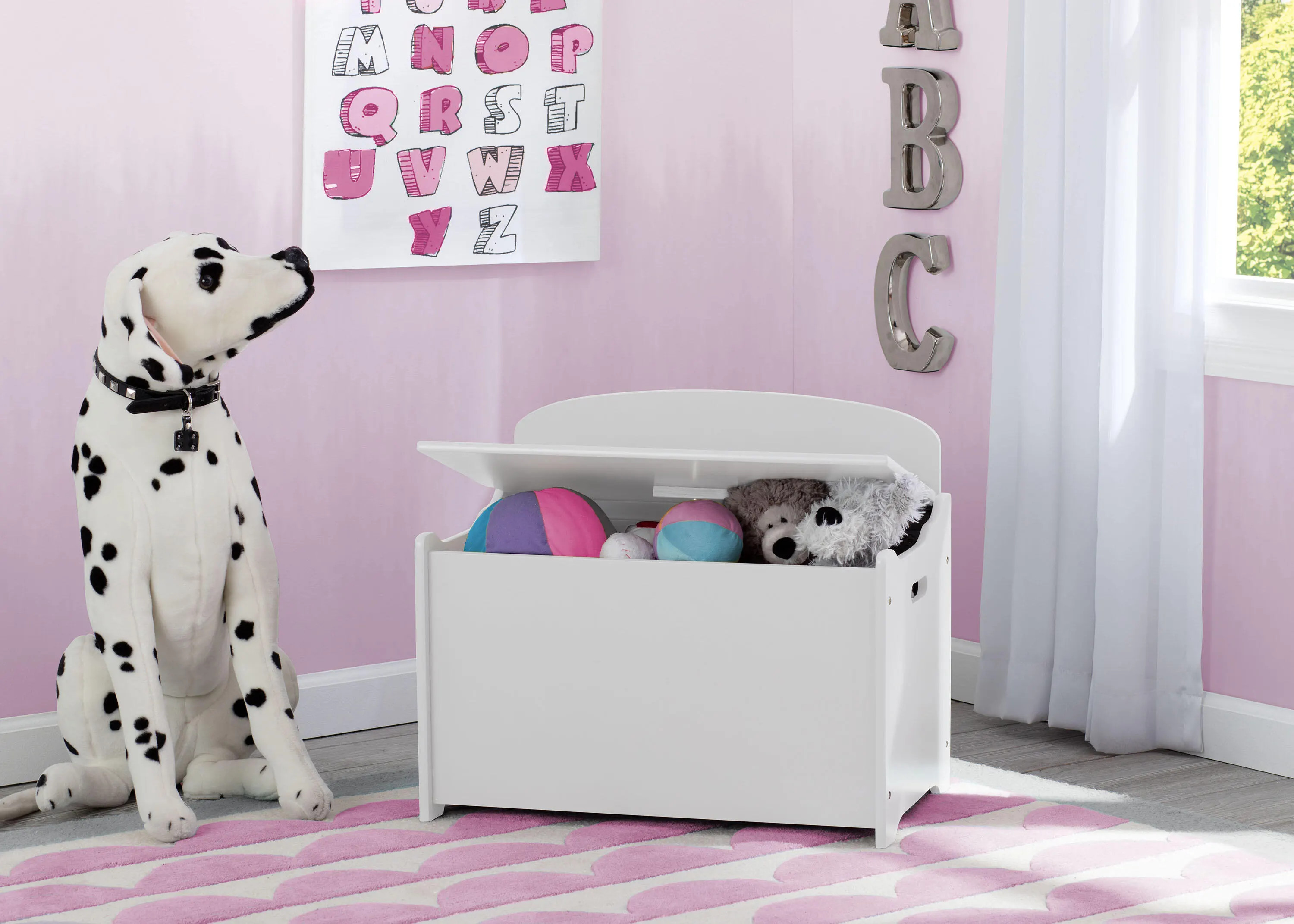 Delta Children Mysize Deluxe Toy Box, White | Ashley