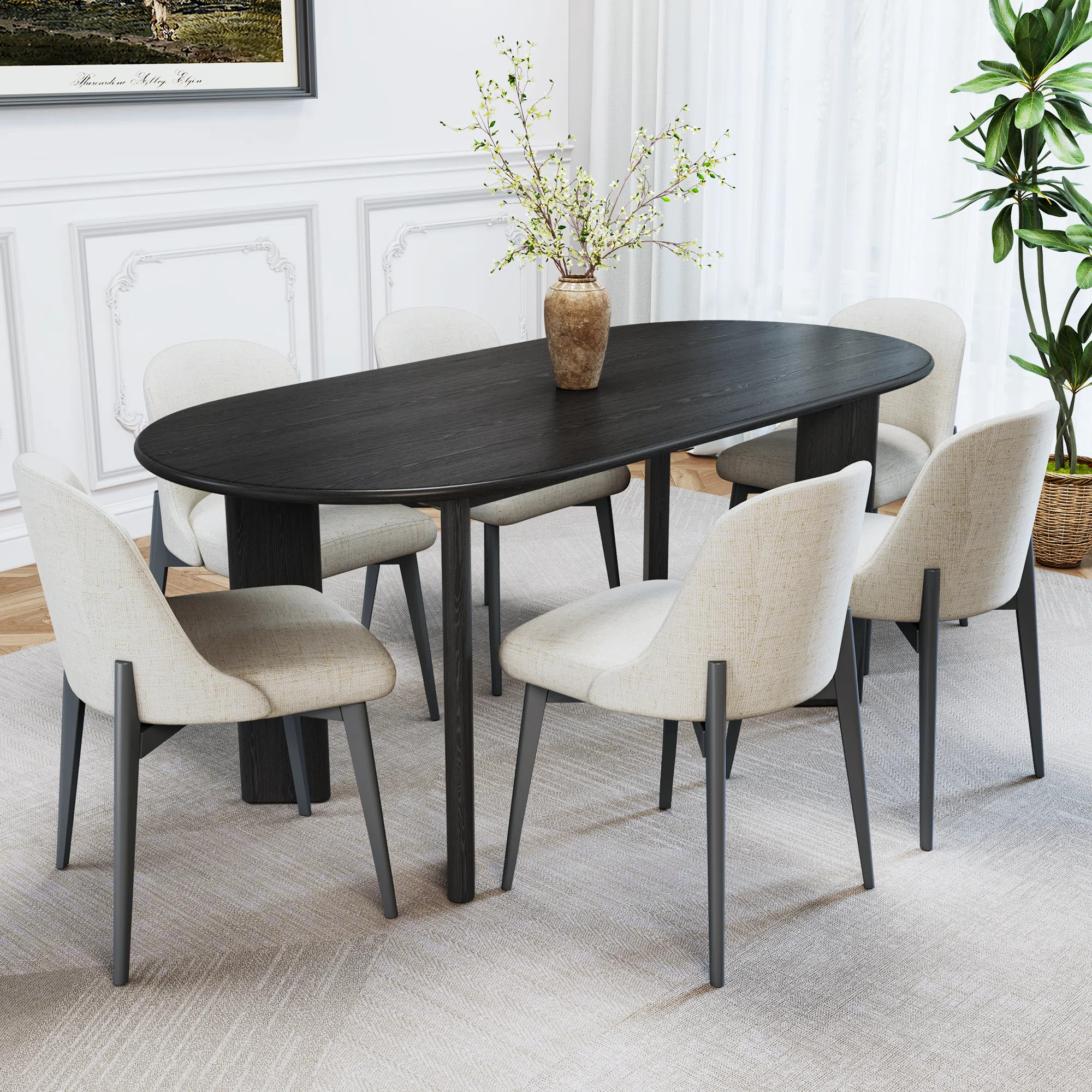 Hankins 6 - Person Oval Solid Wood Dining Set | Wayfair North America