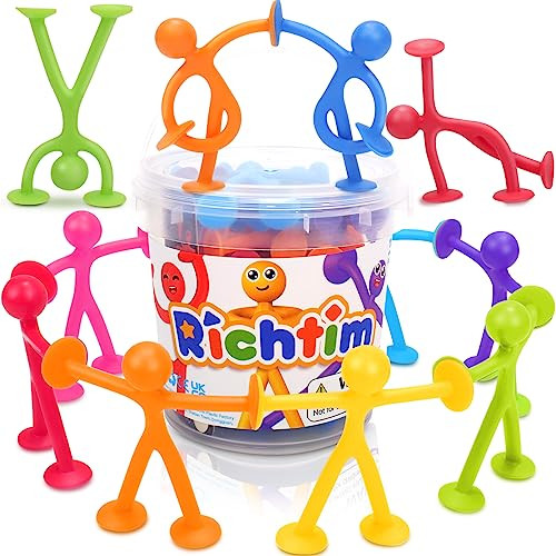 Richtim Kids Humanoid Suction Sensory Toys: 24 Pack Creative Suction Toy No Hole Bath Toy - Sensory Toys for Kids Travel - Calming Down for Boys and Girls | Amazon (US)