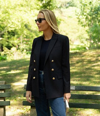 Antonio Melani x Kristen Nichols Grenelle Wool Blend Notch Lapel Long Sleeve Double Breasted Blazer -  16 | Dillard's