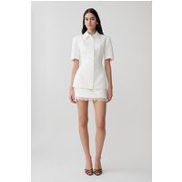 Ariella Suiting Mini Skirt With Lace / White | MESHKI | L | MESHKI US