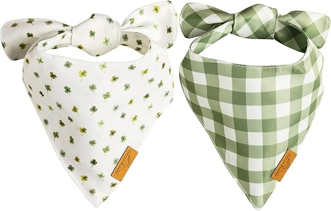 Remy+Roo Large Dog Bandanas - 2 Pack Lucky Set | Premium Durable Adjustable Polyester Fabric | Pa... | Amazon (US)