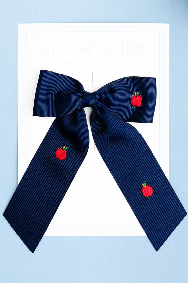 Apple Orchard Hand- Embroidered Bow | Etsy (US)
