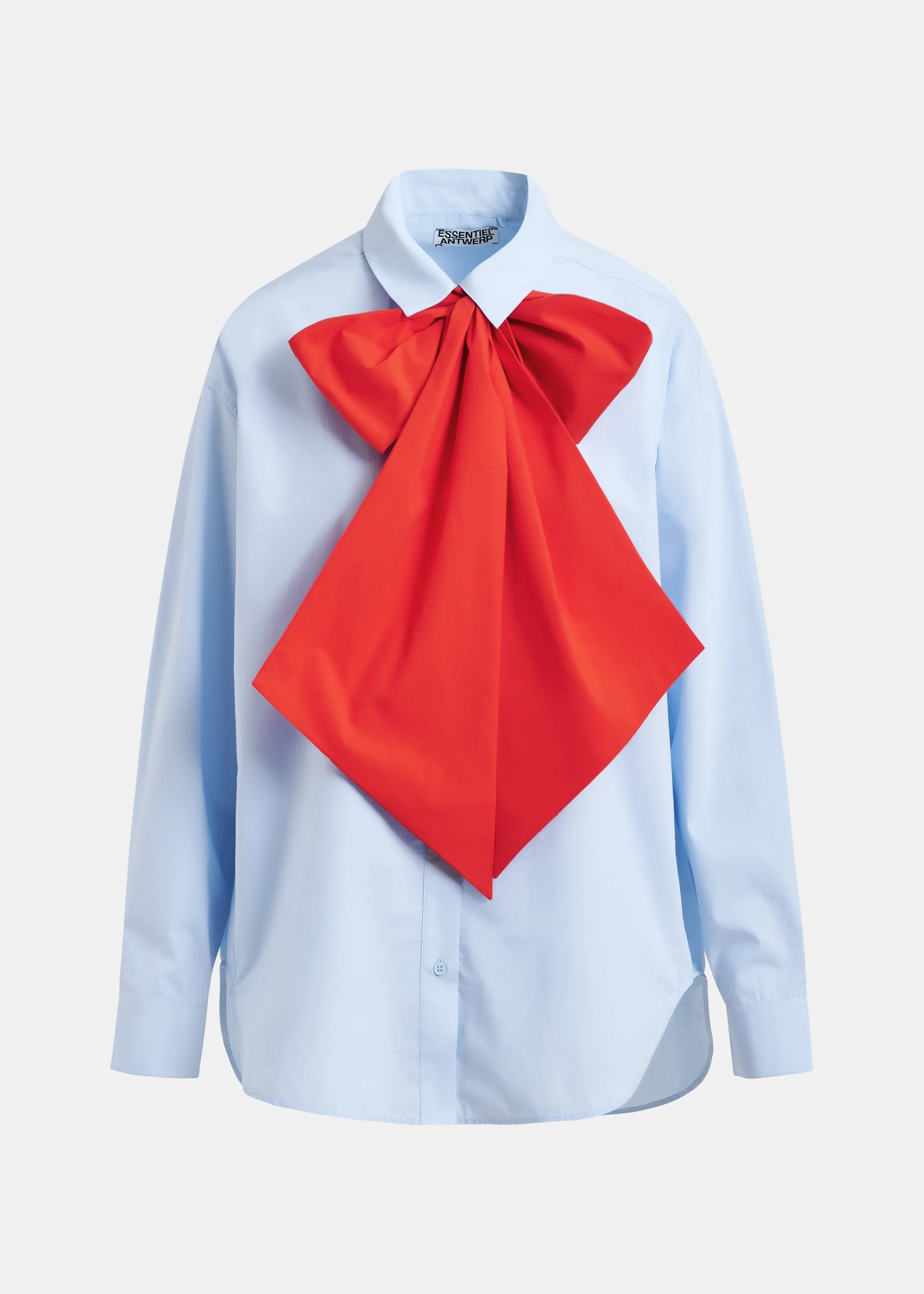 Blue and red cotton shirt with removable bow tie | Essentiel Antwerp United Kingdom | Essentiel Antwerp