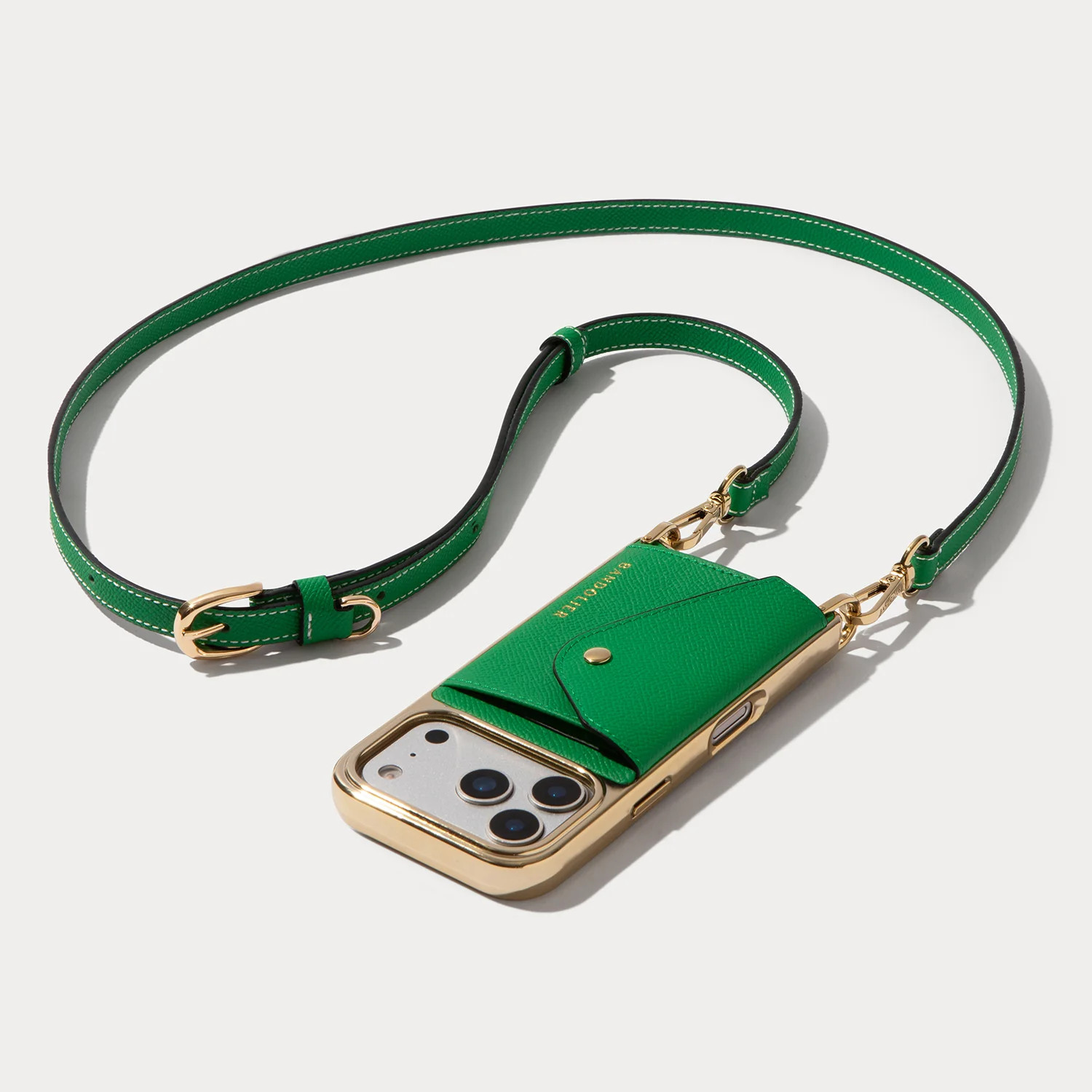 Donna Chrome Crossbody Phone Case - Fern Green/Gold | Bandolier