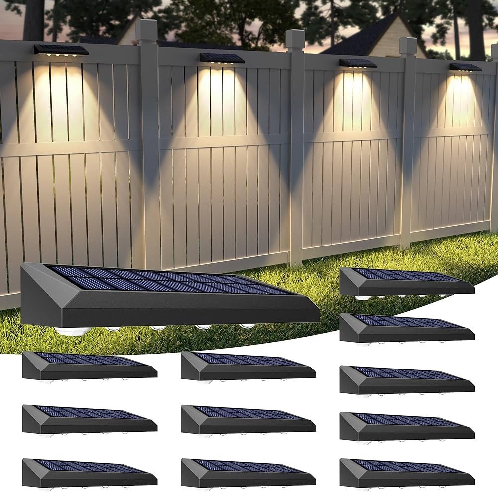 NIORSUN Solar Fence Lights 12 Pack, 3000K Warm White with 4 Spot Lenses, 100 Lumens Wider Coverag... | Amazon (US)