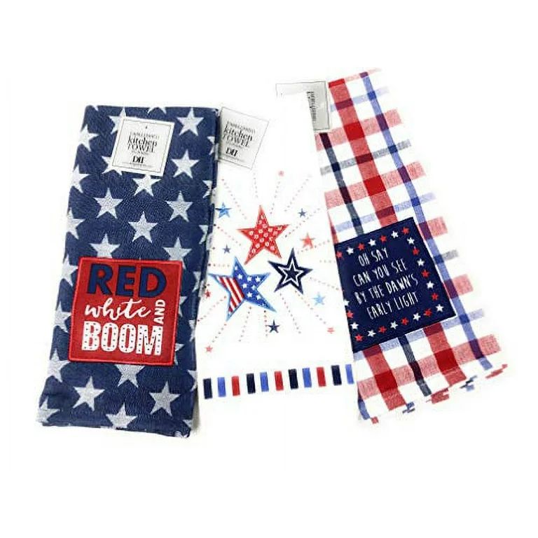 Design Imports DII Patriotic Red White and Blue Dishtowels Set of 3 - Walmart.com | Walmart (US)