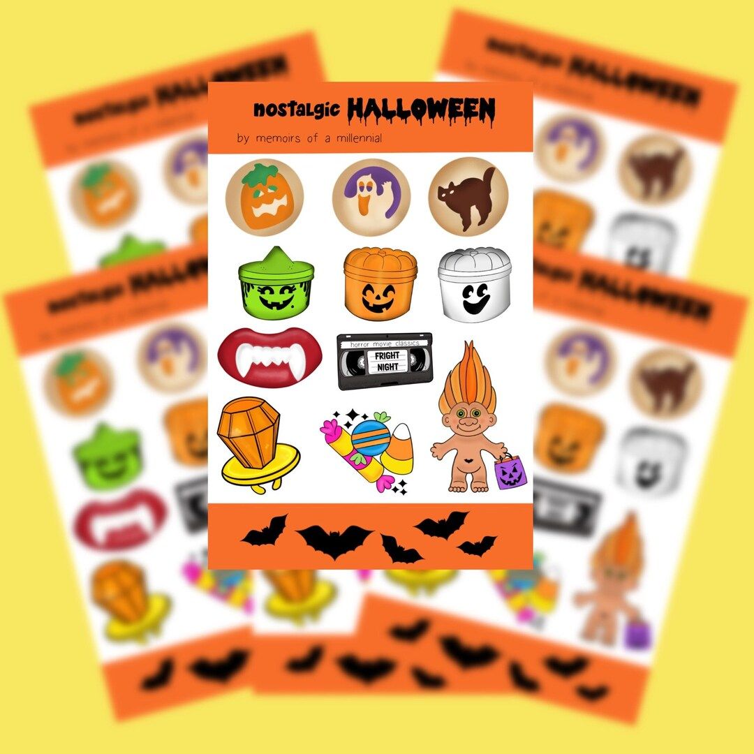 Nostalgic Halloween Sticker Sheet, 90s Halloween, Throwback Halloween, Classic Halloween Stickers... | Etsy ROW