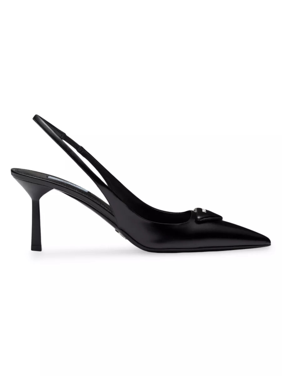 Brushed Leather Slingback Pumps | Saks Fifth Avenue