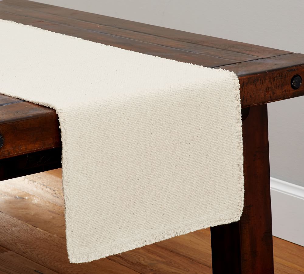 Mason Handwoven Cotton Fringe Table Runner | Pottery Barn (US)