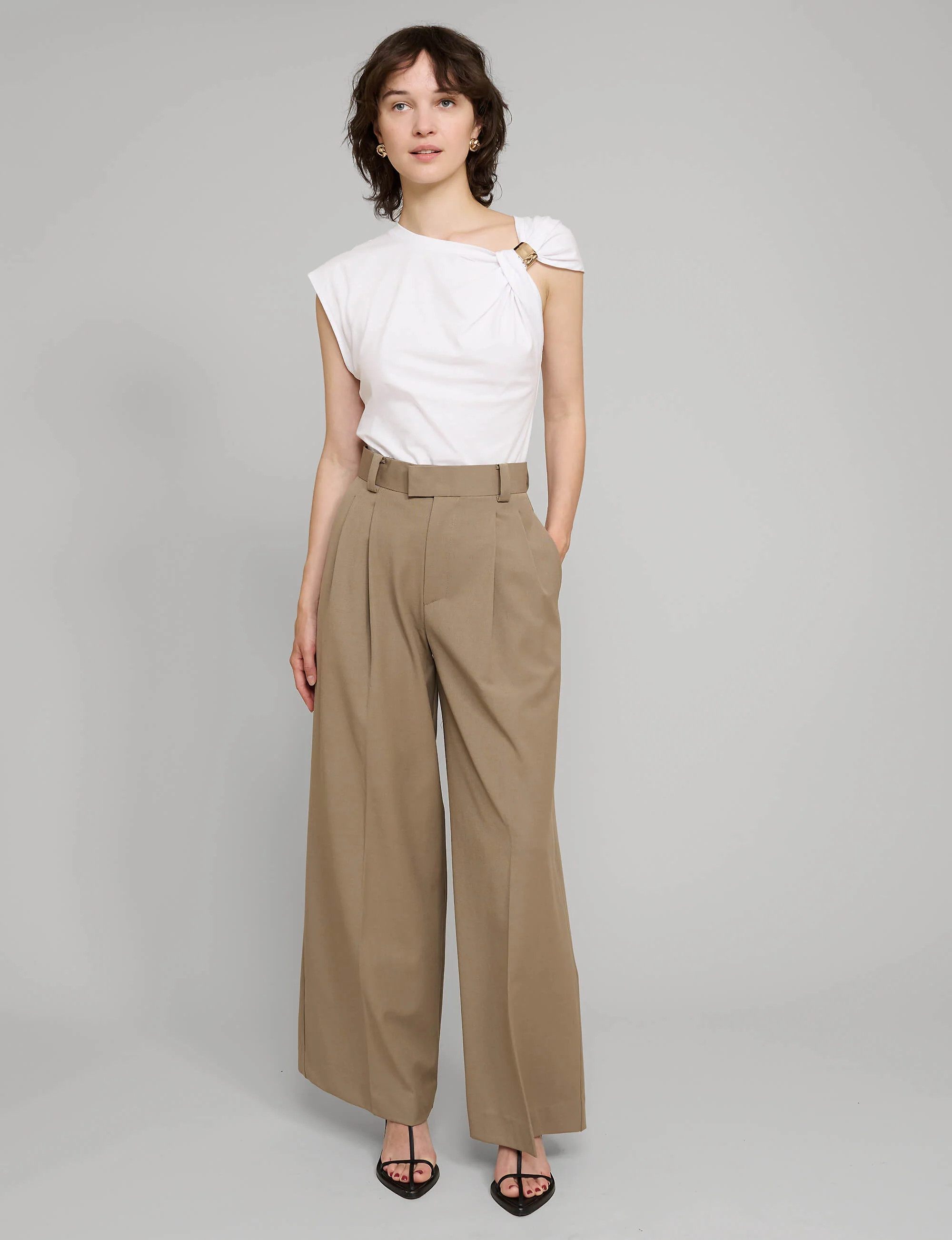 Tan Wide Leg Pants | Pixie Market