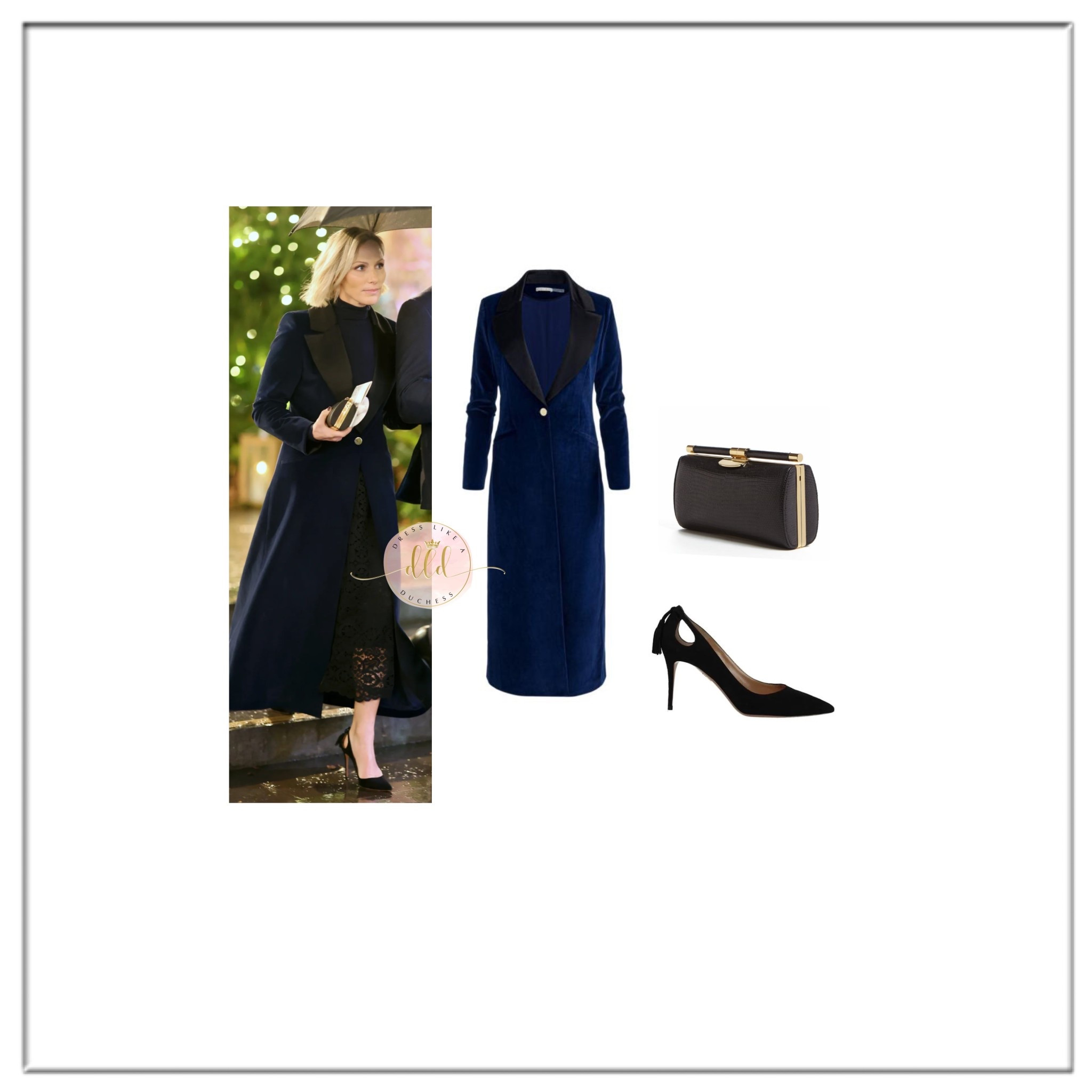 {Throwback} 12/2025 Zara Tindall at the Together at Christmas concert in Alice Olivia Theo coat + Aquazzura Marilyn 85 heels + Tyler Ellis Jamie lizard black clutch (Getty images) 