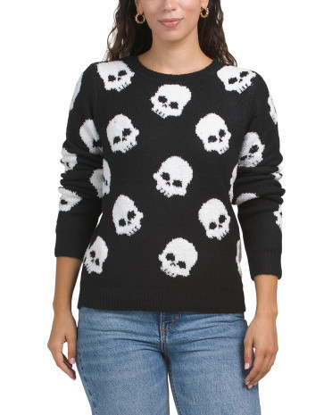 Tossed Skulls Sweater, Nylon/Spandex/Polyester | TJ Maxx