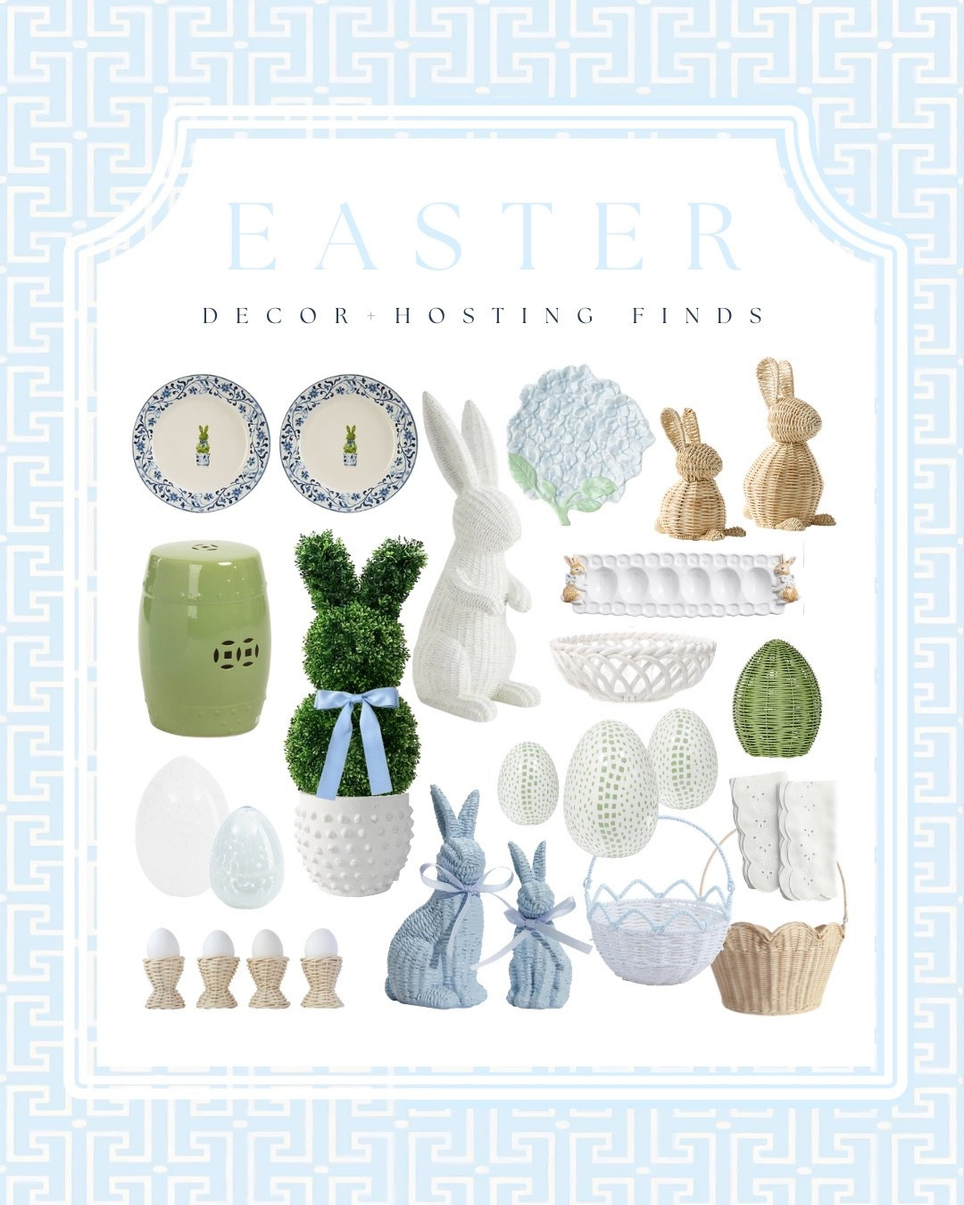 Spring refresh starts here 🌸🐰 Sharing my favorite Easter decor and hosting finds in the prettiest soft blue + green palette! From woven bunny figurines and scalloped baskets to chinoiserie-inspired plates, decorative eggs, and garden stools — these pieces are perfect for styling a spring entryway, Easter tablescape, front porch, kitchen counter, or coffee table.

Shop these Easter home decor ideas, spring tabletop decor, Easter basket decor, bunny figurines, decorative eggs, blue and white chinoiserie plates, rattan baskets, and garden stool accents all in one place.

#LTKHome #LTKSeasonal