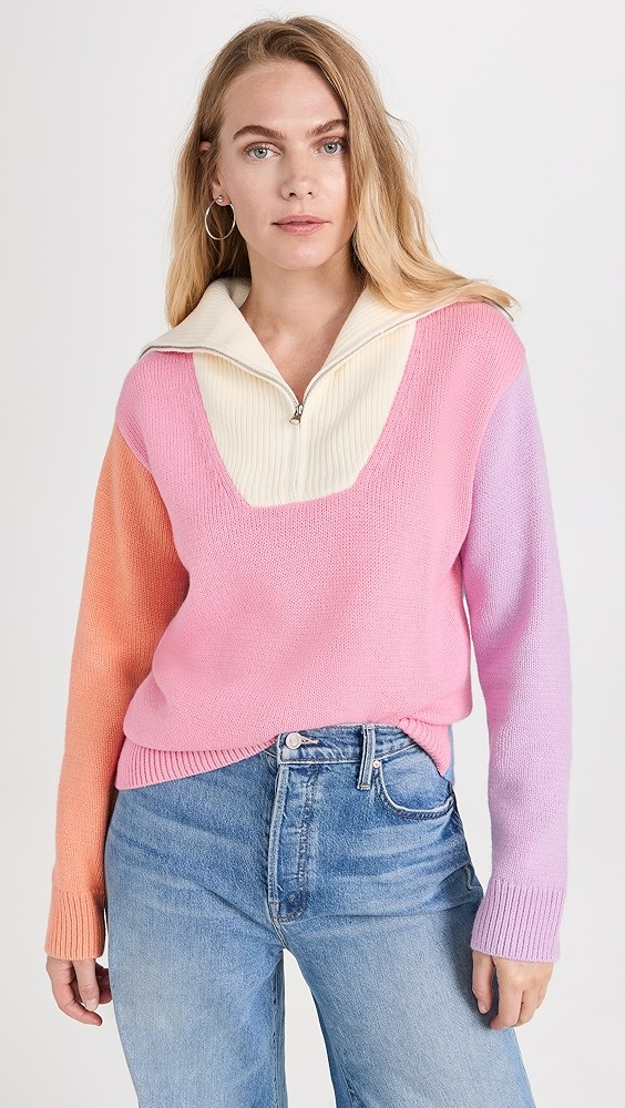 English Factory Colorblock Zip  Pullover Sweater | Shopbop | Shopbop