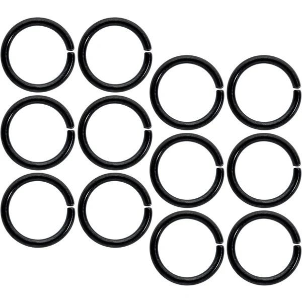 16 Gauge 5/16 Black Anodized Seamless Cartilage Ring Set of 12 | Body Candy