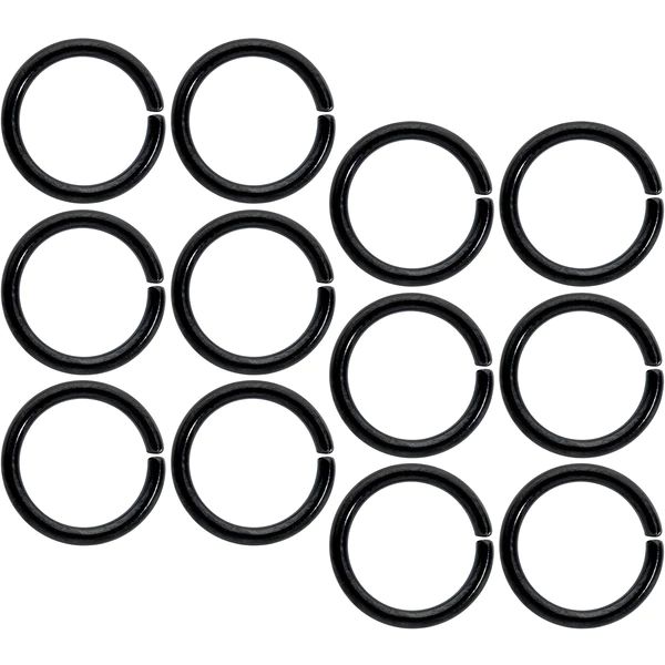 16 Gauge 5/16 Black Anodized Seamless Cartilage Ring Set of 12 | Body Candy