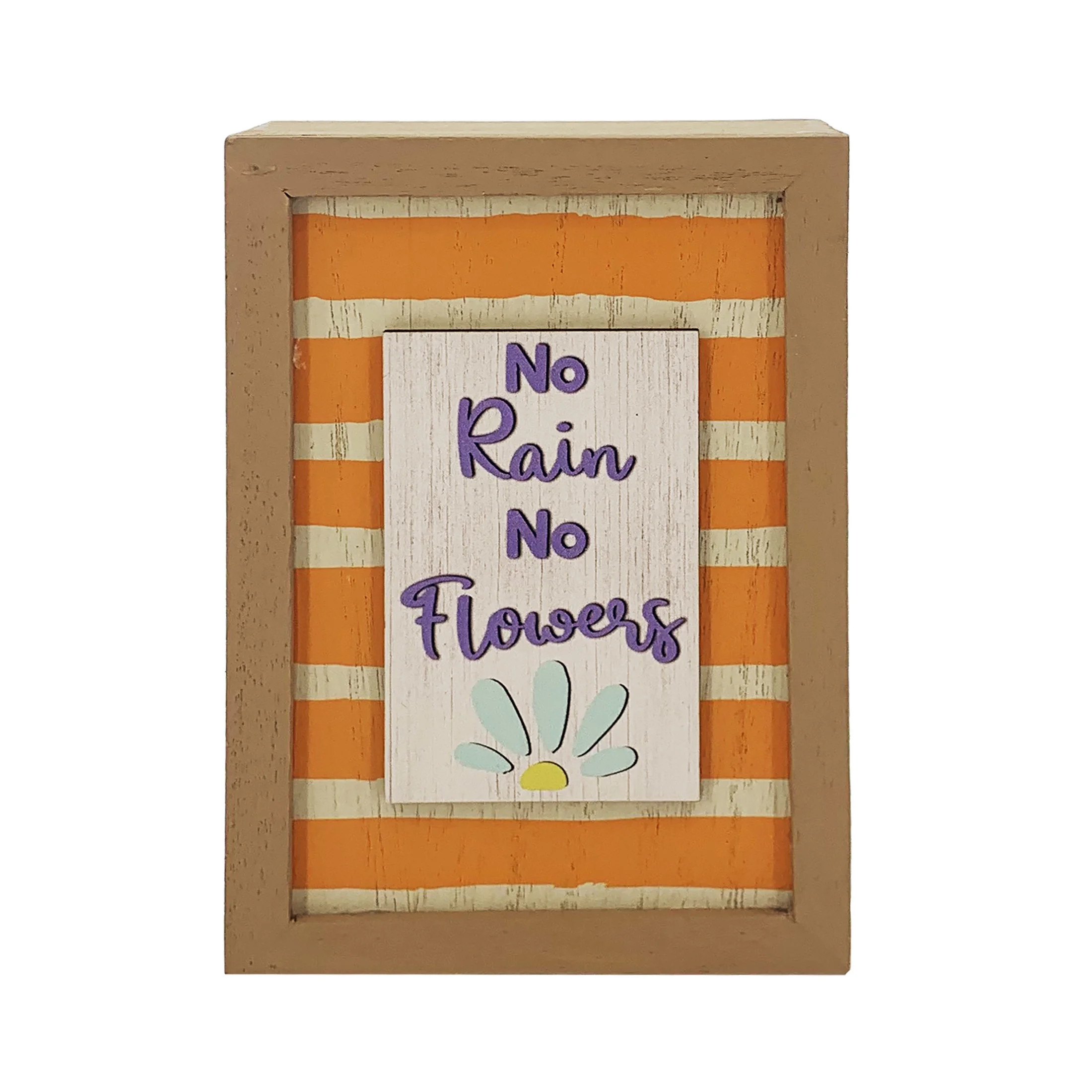 Way to Celebrate Spring Fibreboard Orange 6" No Rain Framed Box Sign | Walmart (US)