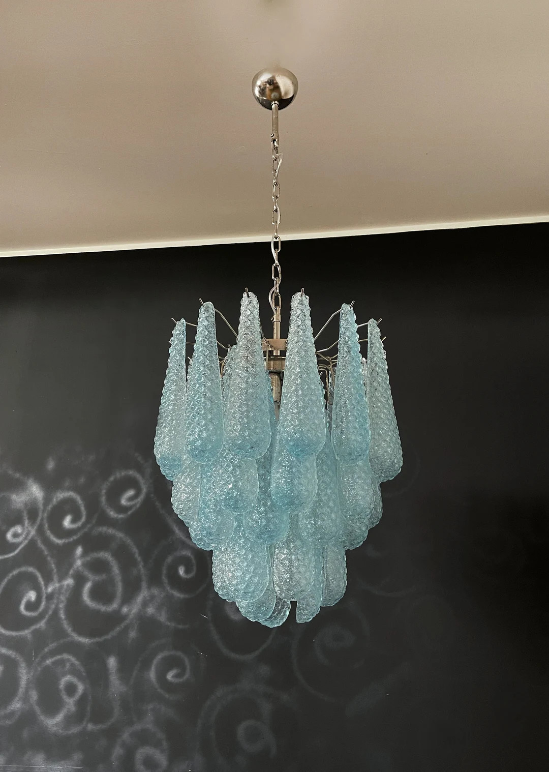 Italian Vintage Murano Chandelier 41 BLUE Glass Petals Drop - Etsy | Etsy (US)