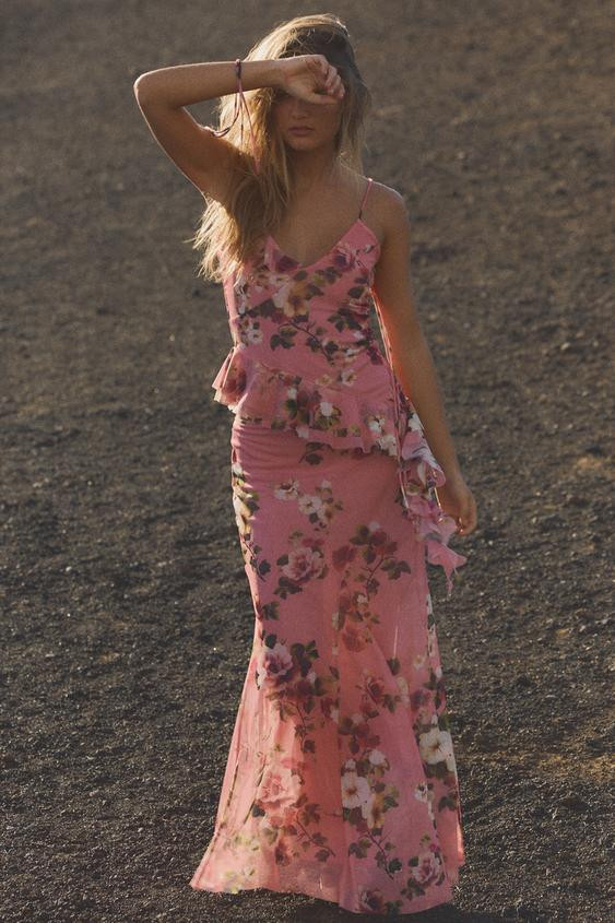 PRINTED TULLE MAXI SKIRT | Zara US