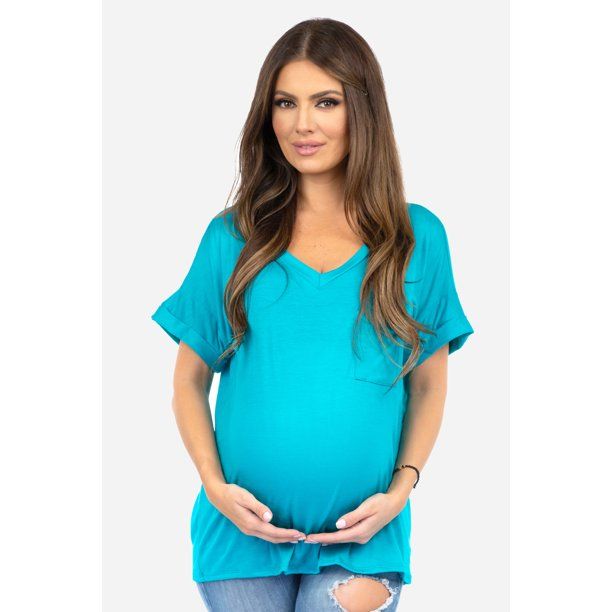 Women's V-Neck Maternity Tshirt with Pocket - Walmart.com | Walmart (US)