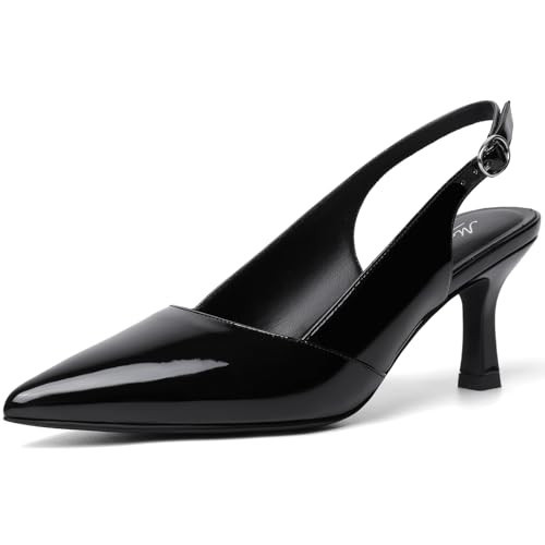 Mostrin Black Kitten Heels for Women Slingback Pointed Closed Toe Heels Women's Pumps Dress Pumps Shoes for Wedding, Party, Commuting Size 9 | Amazon (US)