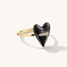 Heart Enamel Ring Black | Mejuri (Global)